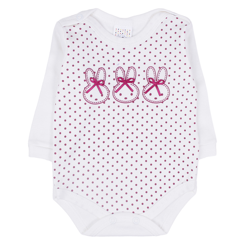 Kit Body Bebê Petutinha Manga Longa Estampa Coelha 3 Peças