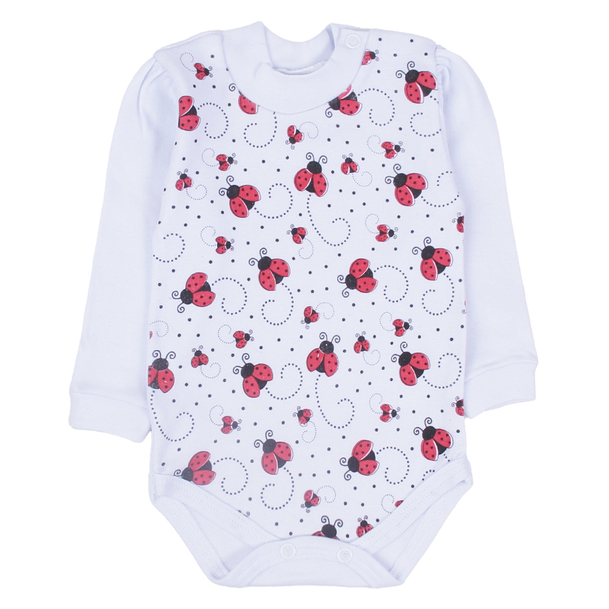 Kit Body Bebê Petutinha Manga Longa Estampa Joaninha 3 Peças