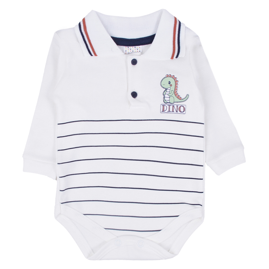 Kit Body Bebê Petutinha Manga Longa Estampa Dino 3 Peças