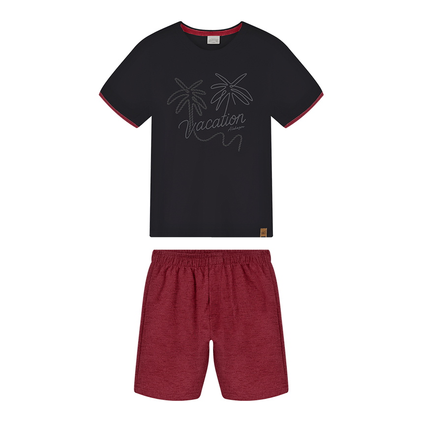 Conjunto Infantil Alakazoo Camiseta Coqueiro E Bermuda