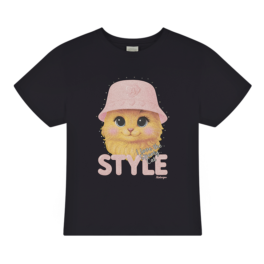 Blusa Infantil Alakazoo Manga Curta Penteada Estampada