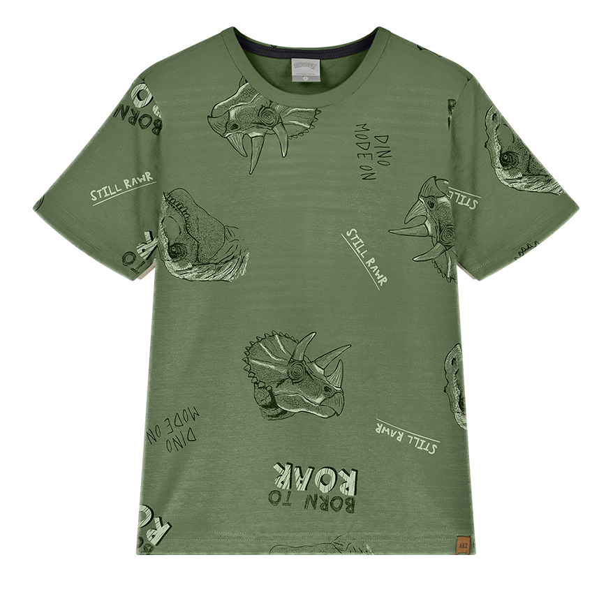 Camiseta Infantil Alakazoo Manga Curta Estampa Dinossauros