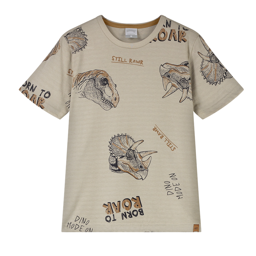 Camiseta Infantil Alakazoo Manga Curta Estampa Dinossauros