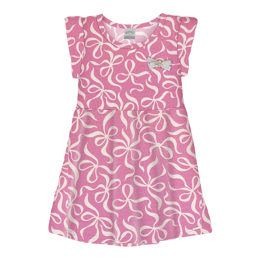 Vestido Infantil Alakazoo Manga Curta Estampa Laços