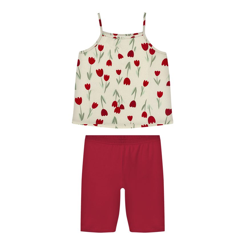 Conjunto Infantil Alakazoo Blusa Alça Estampa Flor e Short Conjunto Infantil Alakazoo Blusa Alça Estampa Flor e Short