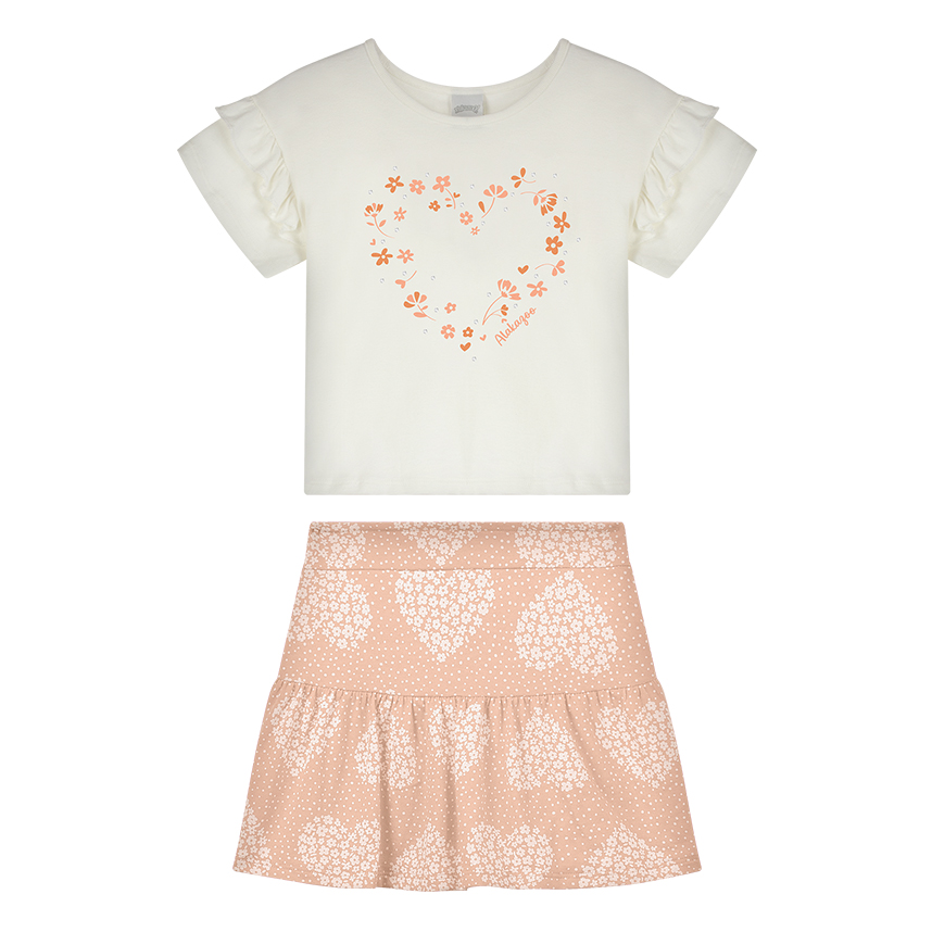 Conjunto Infantil Alakazoo Blusa Estampa Coração e Saia