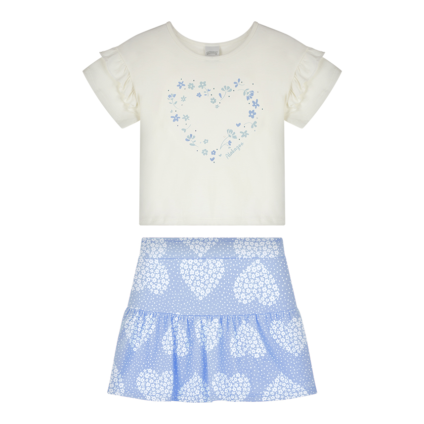 Conjunto Infantil Alakazoo Blusa Estampa Coração e Saia Conjunto Infantil Alakazoo Blusa Estampa Coração e Saia