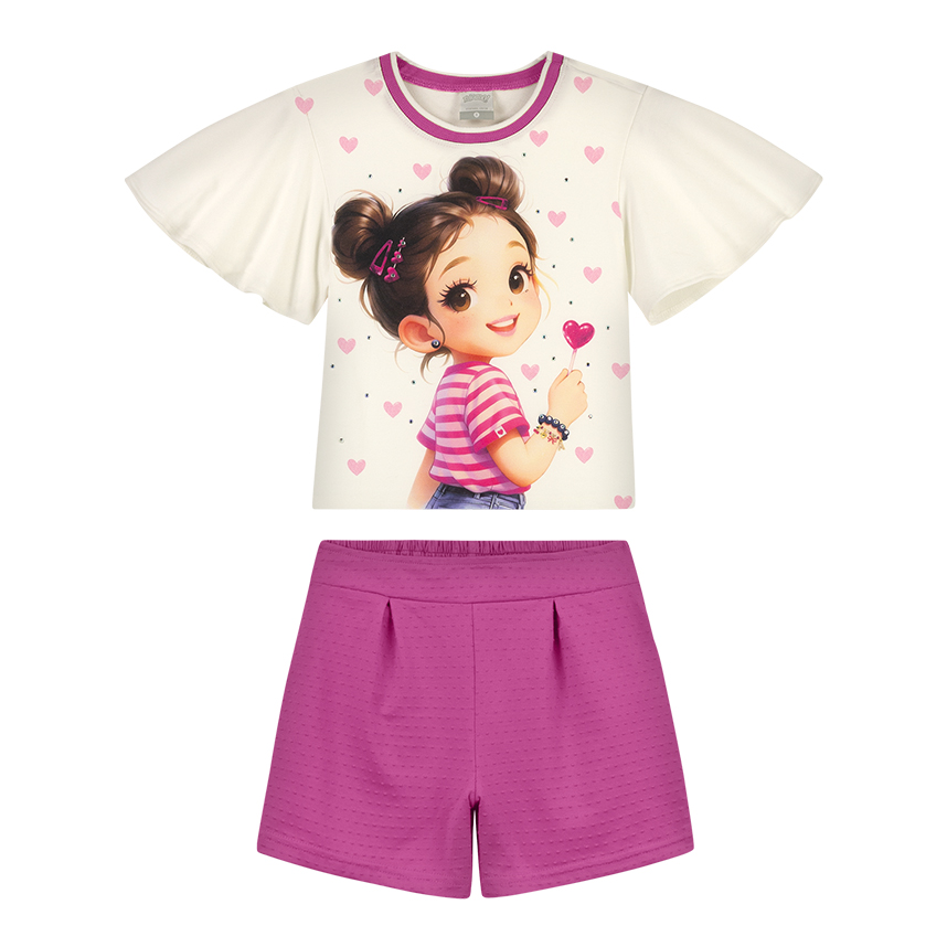 Conjunto Infantil Alakazoo Manga Curta Estampada E Short