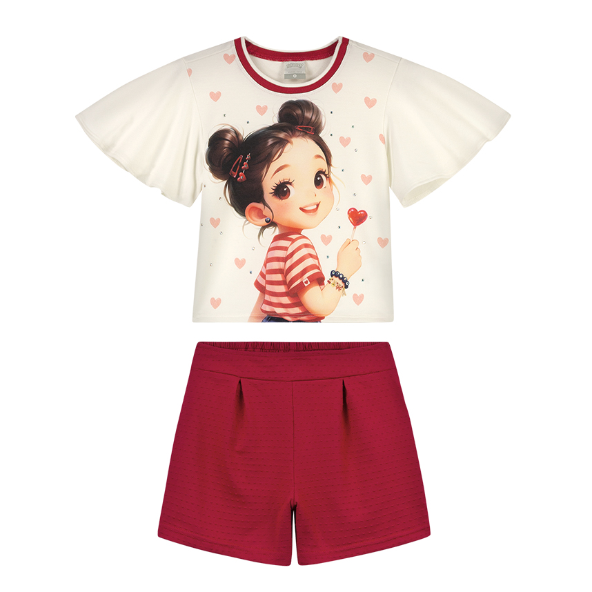 Conjunto Infantil Alakazoo Manga Curta Estampada E Short