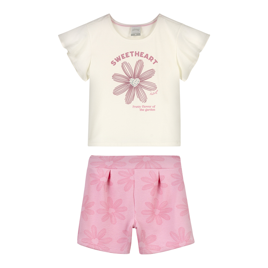 Conjunto Infantil Alakazoo Manga Curta Estampa Flor E Short
