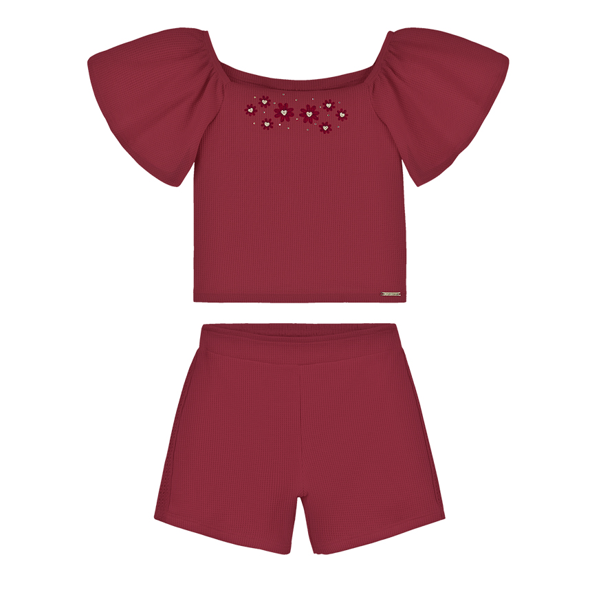 Conjunto Infantil Alakazoo Blusa Bordado Strass E Short