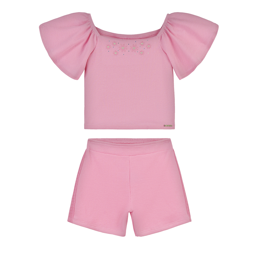 Conjunto Infantil Alakazoo Blusa Bordado Strass E Short