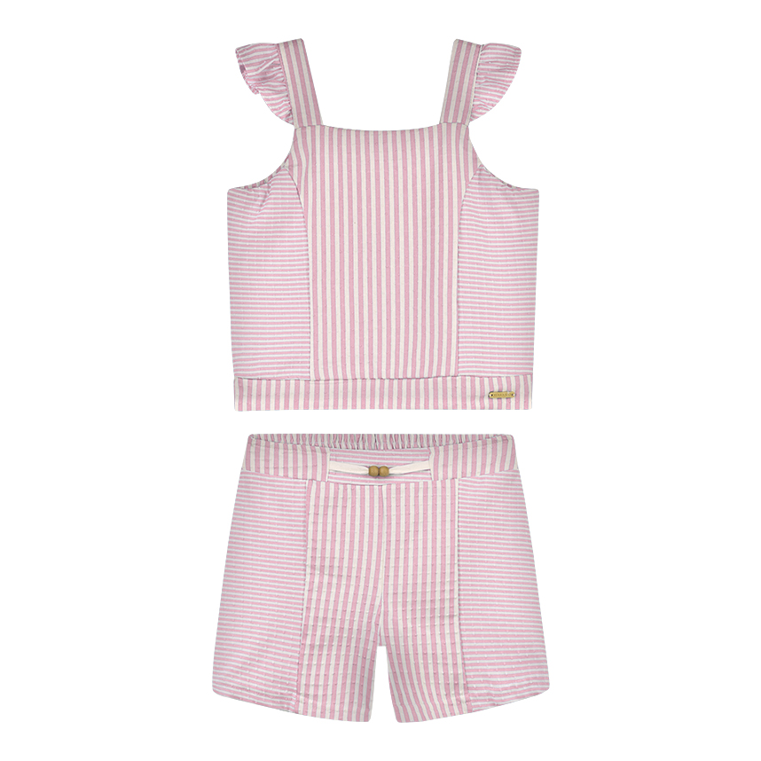 Conjunto Infantil Alakazoo Blusa Alça E Short Listrado