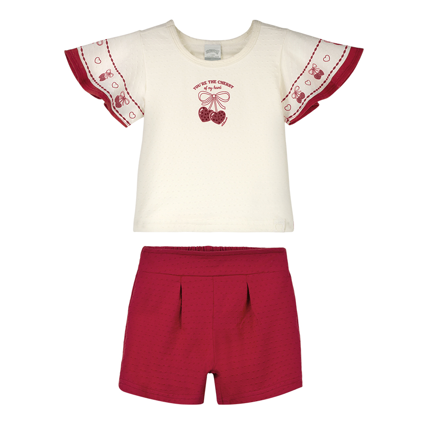 Conjunto Infantil Alakazoo Blusa Babado Estampa Cereja E Short