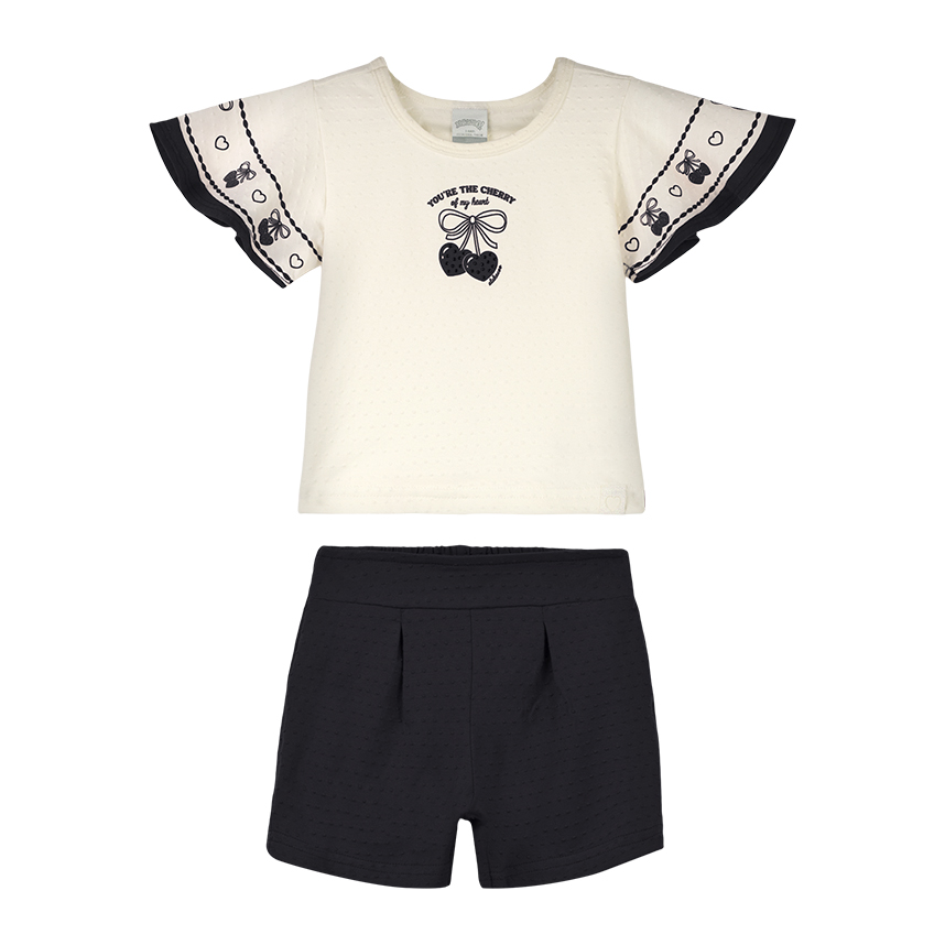 Conjunto Infantil Alakazoo Blusa Babado Estampa Cereja E Short