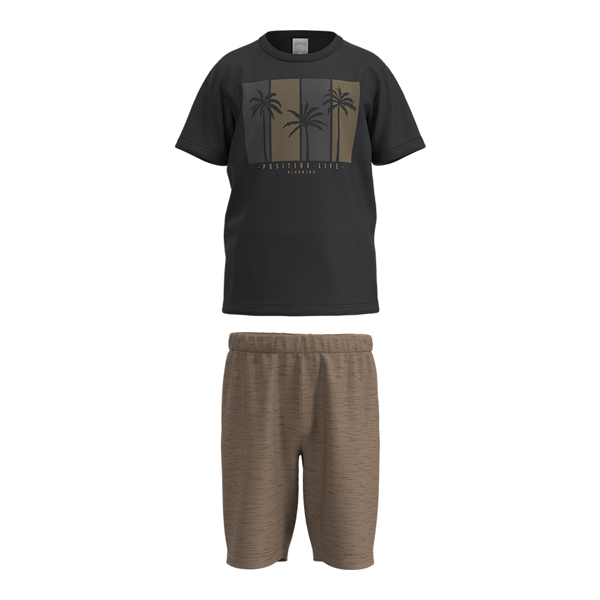 Conjunto Juvenil Alakazoo Camiseta Estampa Coqueiro e Bermuda