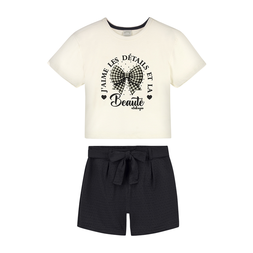Conjunto Juvenil Alakazoo Manga Curta Estampa Laço E Short