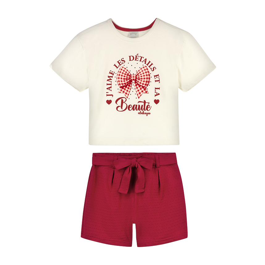 Conjunto Juvenil Alakazoo Manga Curta Estampa Laço E Short Conjunto Juvenil Alakazoo Manga Curta Estampa Laço E Short