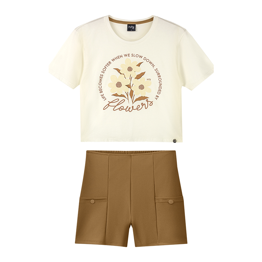 Conjunto Juvenil Alakazoo Blusa Estampa Flowers Short