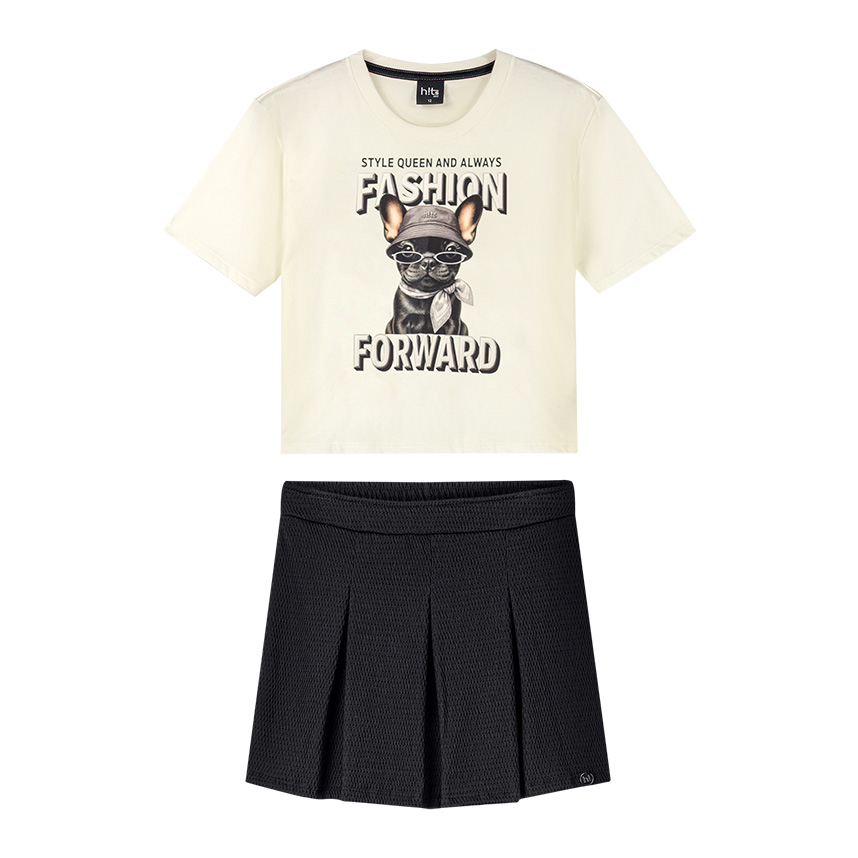 Conjunto Juvenil Alakazoo Blusa Estampa Dog E Saia