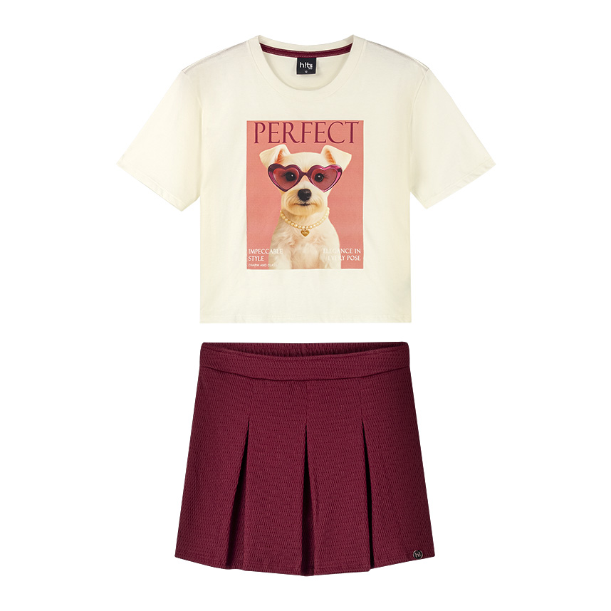 Conjunto Juvenil Alakazoo Blusa Estampa Dog E Saia