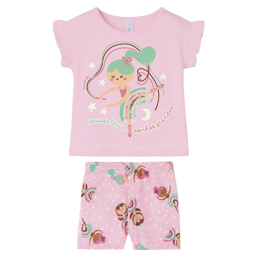 Pijama Curto Infantil Malwee Feminino Estampas Sortidas