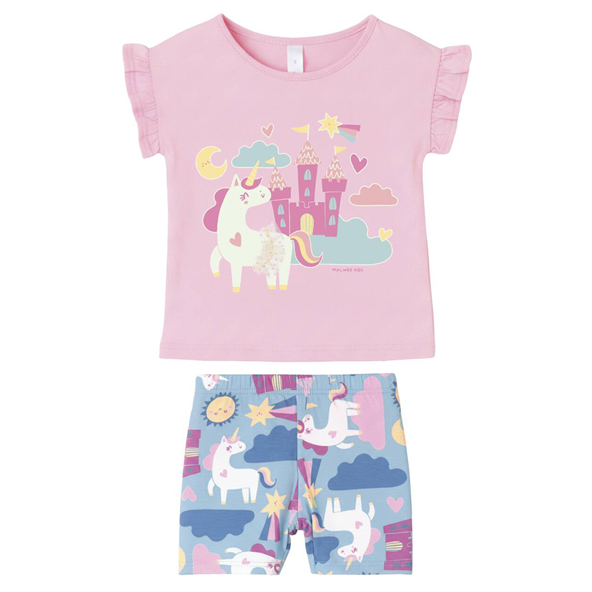 Pijama Curto Infantil Malwee Feminino Estampas Sortidas