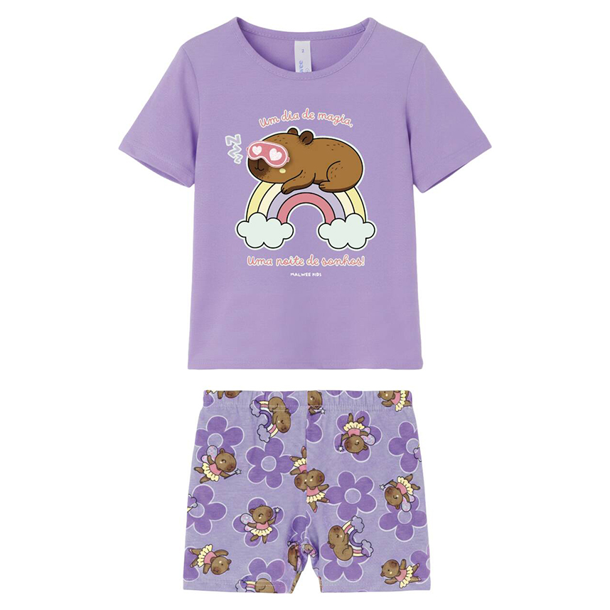Pijama Curto Infantil Malwee Feminino Estampas Sortidas