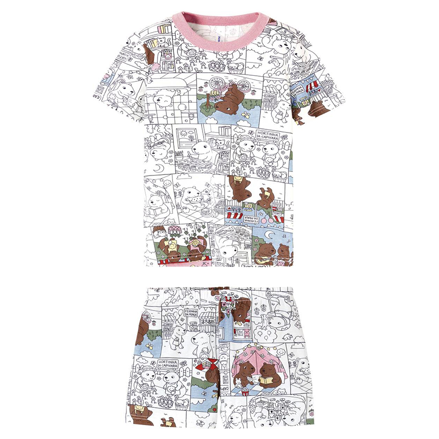 Pijama Curto Infantil Malwee Estampa Com Canetinha