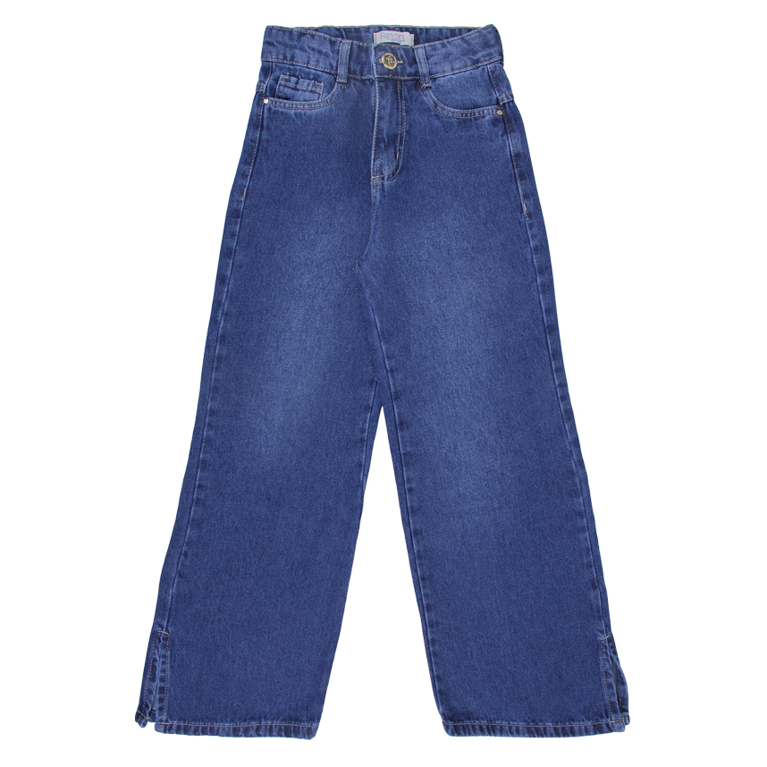 Calça Jeans Juvenil Revert Wide Leg Aberta na Barra