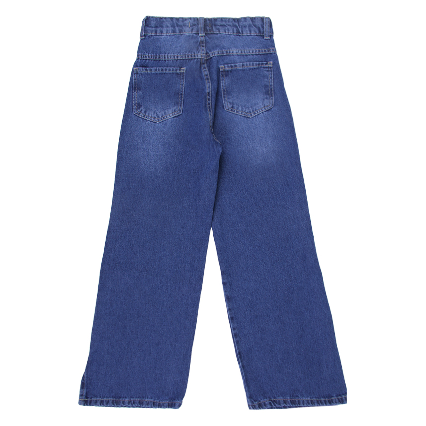 Calça Jeans Juvenil Revert Wide Leg Aberta na Barra