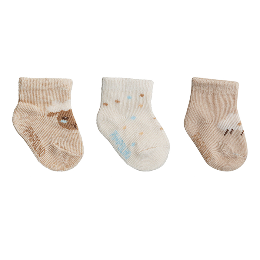Meia Bebê Pimpolho Masculina Estampada Com 3 Pares
