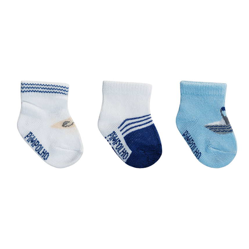 Meia Bebê Pimpolho Masculina Estampada Com 3 Pares Meia Bebê Pimpolho Masculina Estampada Com 3 Pares