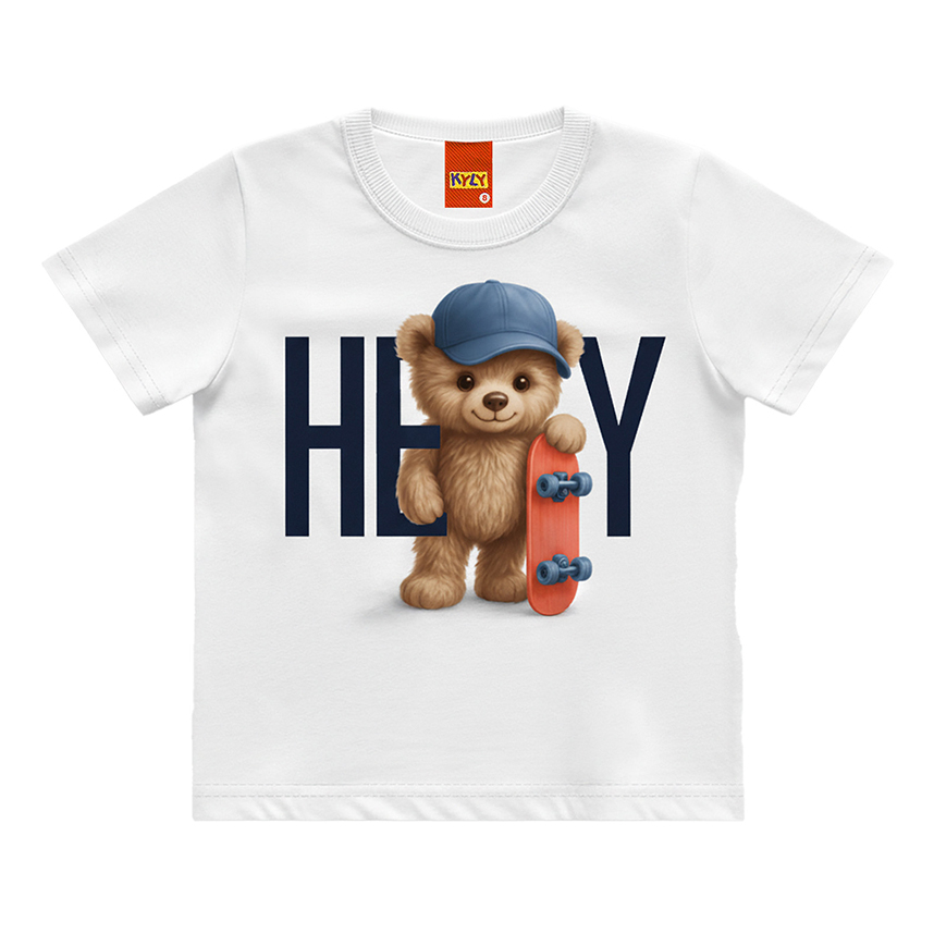 Camiseta Infantil Kyly Manga Curta Meia Malha Estampa Urso Camiseta Infantil Kyly Manga Curta Meia Malha Estampa Urso