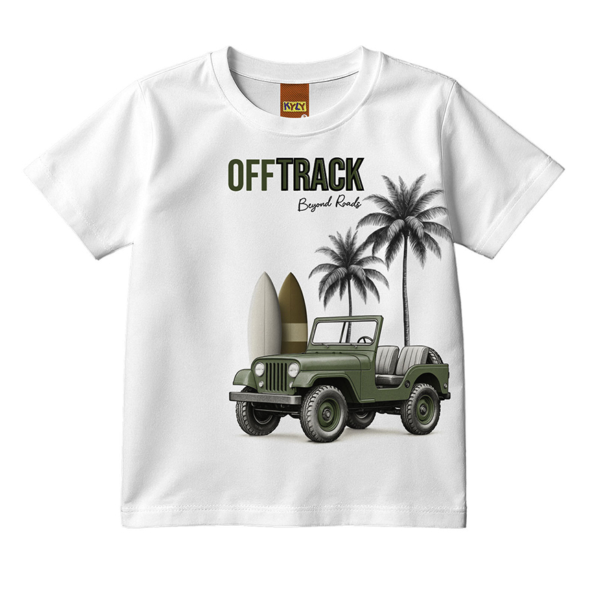 Camiseta Infantil Kyly Manga Curta Meia Malha Estampa Track