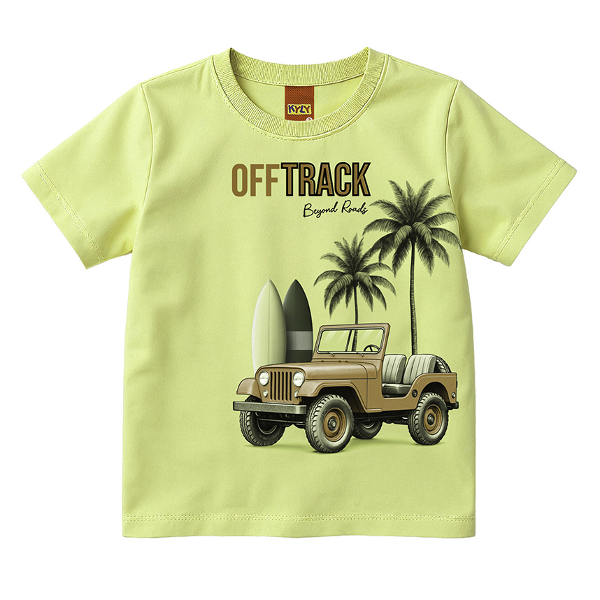 Camiseta Infantil Kyly Manga Curta Meia Malha Estampa Track Camiseta Infantil Kyly Manga Curta Meia Malha Estampa Track