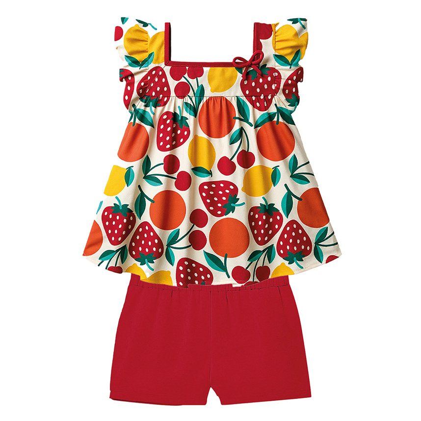 Conjunto Bebê Kyly Blusa Bata Estampa Frutas e Short Cotton Conjunto Bebê Kyly Blusa Bata Estampa Frutas e Short Cotton