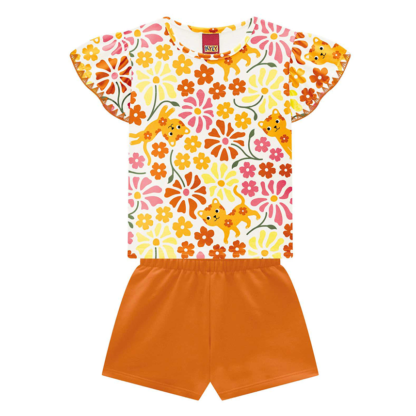 Conjunto Infantil Kyly Blusa Estampa Flores e Short Conjunto Infantil Kyly Blusa Estampa Flores e Short