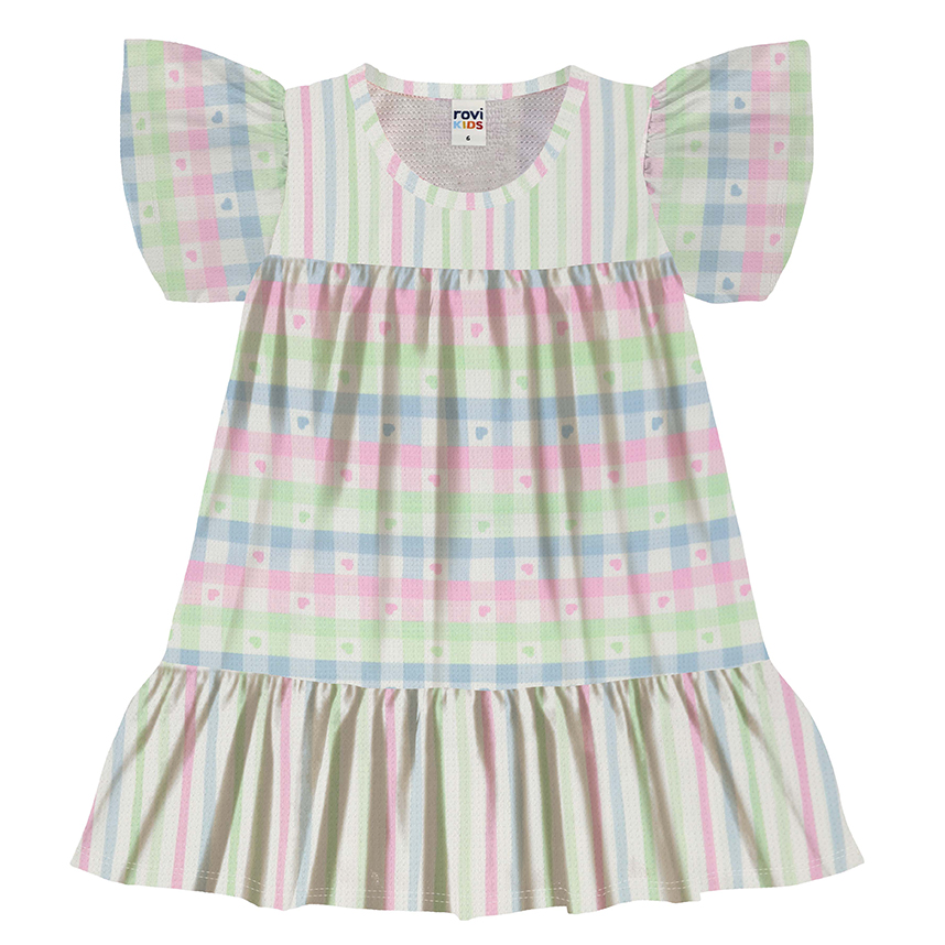Vestido Infantil Rovitex Textura Listrada Xadrez