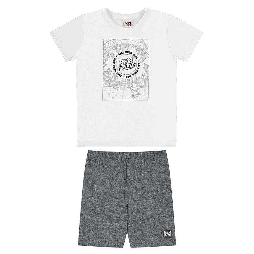 Conjunto Infantil Rovitex Camiseta Estampa SK8 Bermuda