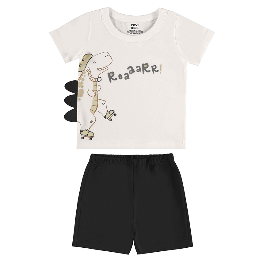Conjunto Infantil Rovitex Camiseta Estampa Dino e Bermuda