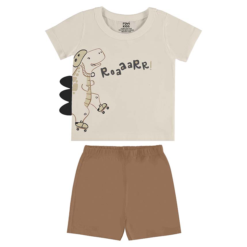 Conjunto Infantil Rovitex Camiseta Estampa Dino e Bermuda