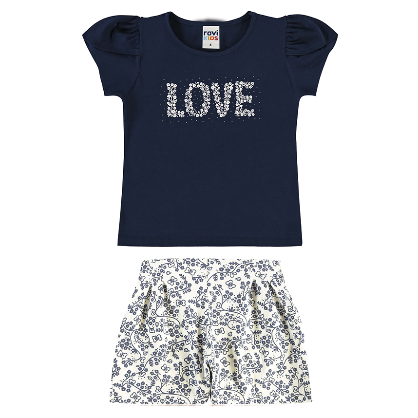 Conjunto Infantil Rovitex Blusa Love e Shorts