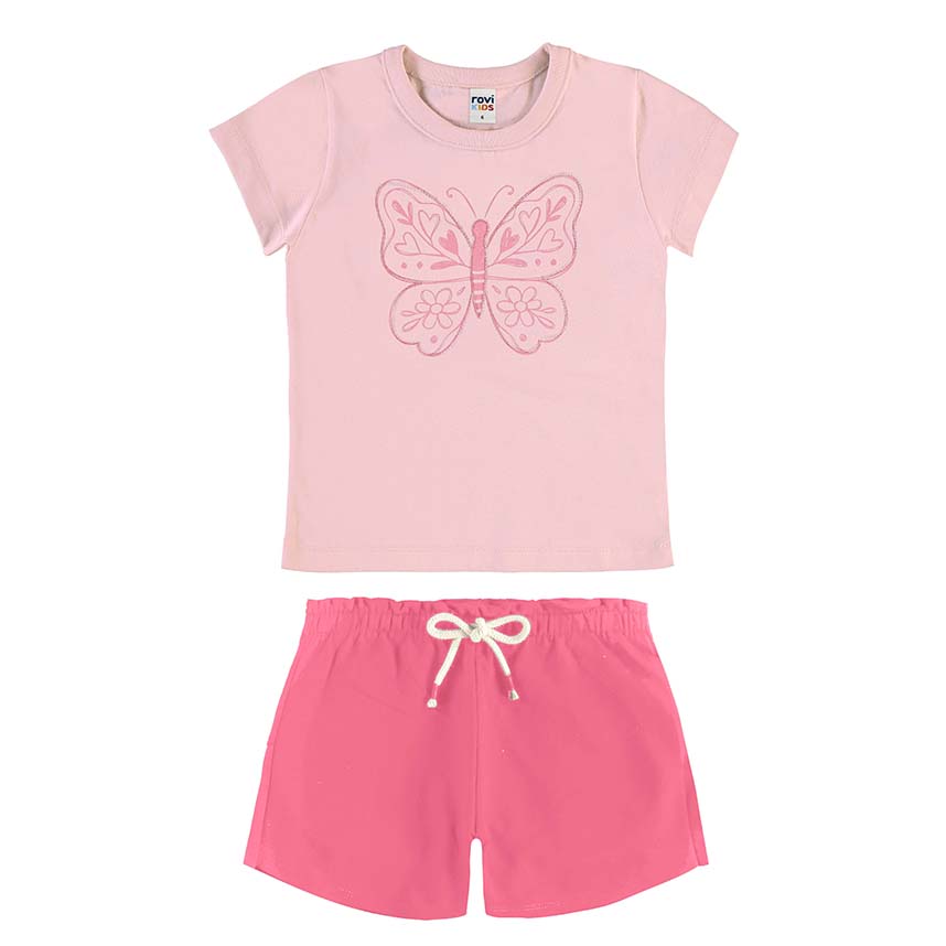 Conjunto Infantil Rovitex Blusa Borboleta e Shorts