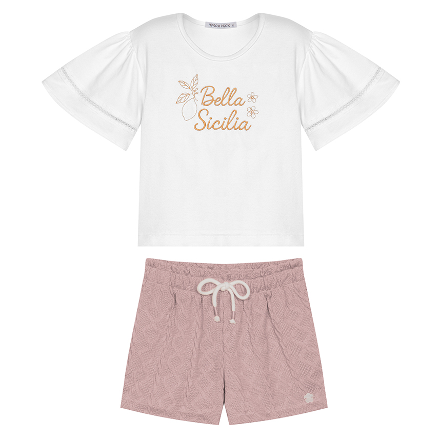 Conjunto Infantil Trick Nick Bordado Bella Sicilia E Short