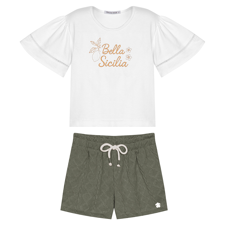 Conjunto Juvenil Trick Nick Blusa Bordado Bella E Short