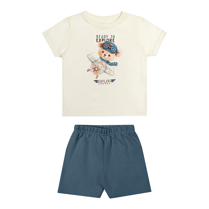 Conjunto Bebê Elian Camiseta Estampa Diversa e Bermuda