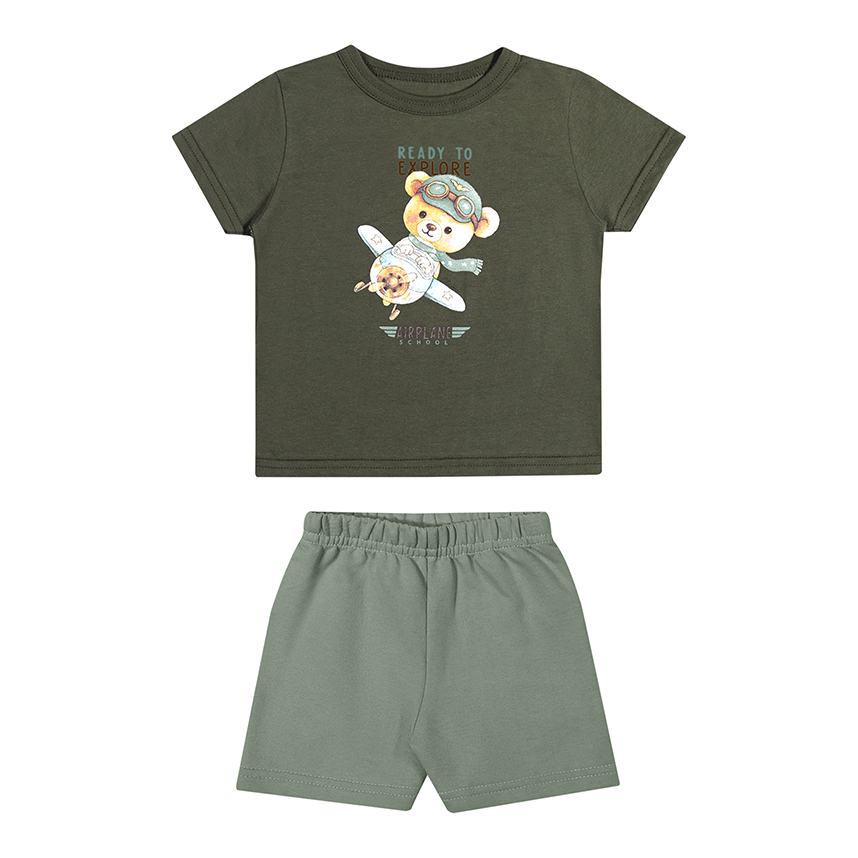Conjunto Bebê Elian Camiseta Estampa Diversa e Bermuda