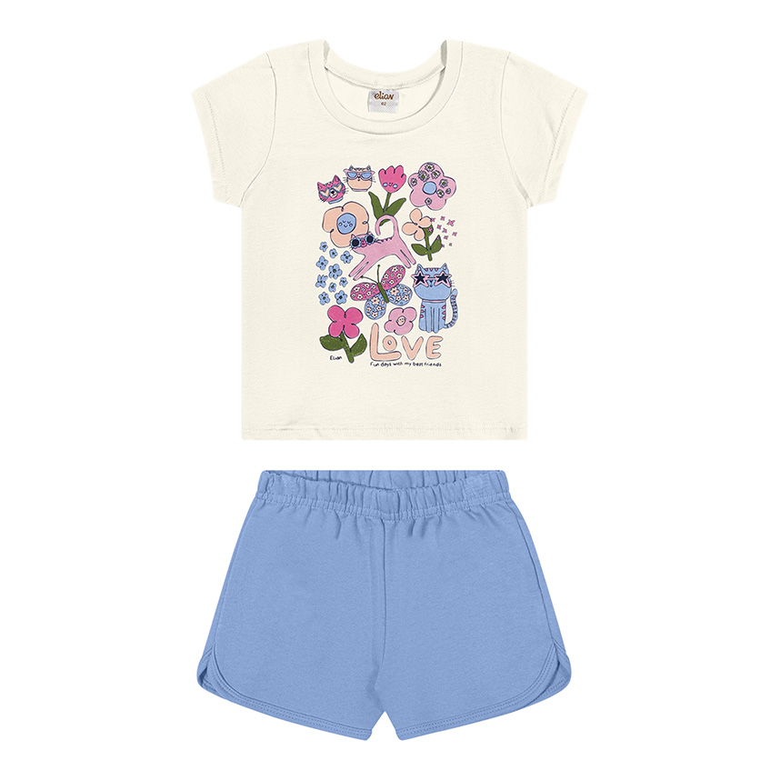 Conjunto Infantil Elian Blusa Estampas Diversas e Short