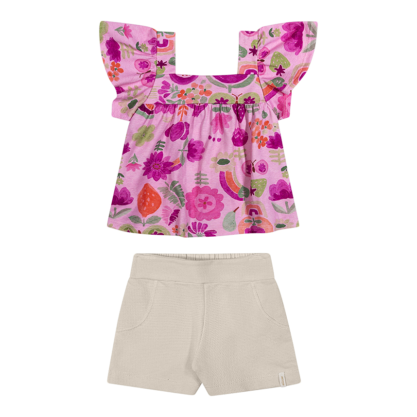 Conjunto Infantil Elian Blusa Estampas Diversas e Short